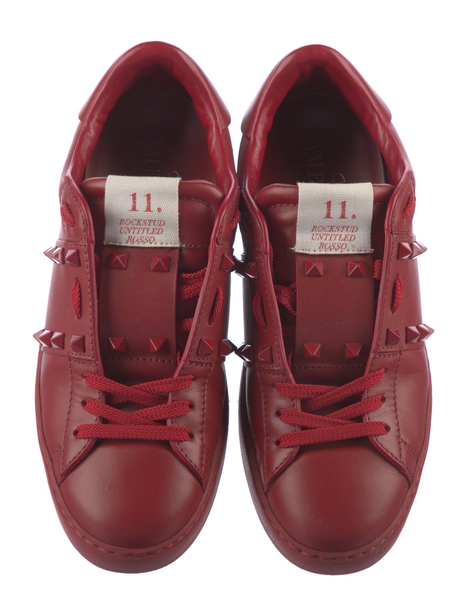 Valentino Rockstud Accents Leather Sneakers